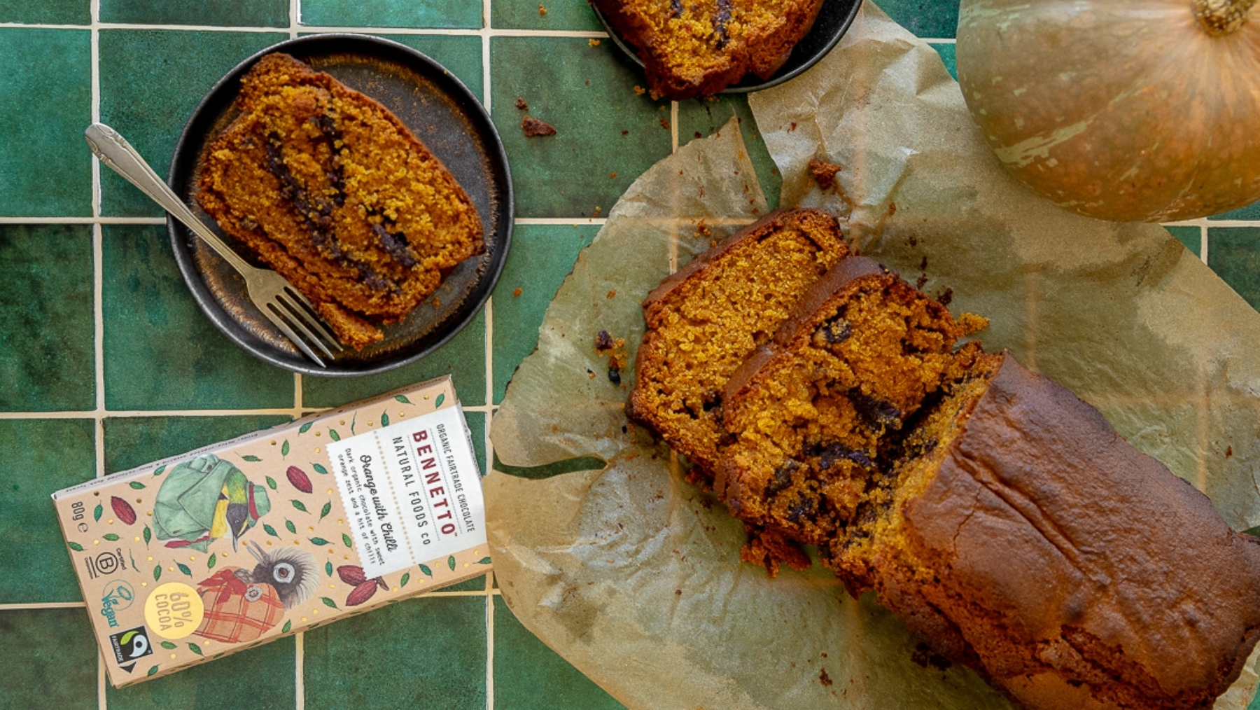 Gluten-free Pumpkin and Orange with Chilli Chocolate Marble Loaf