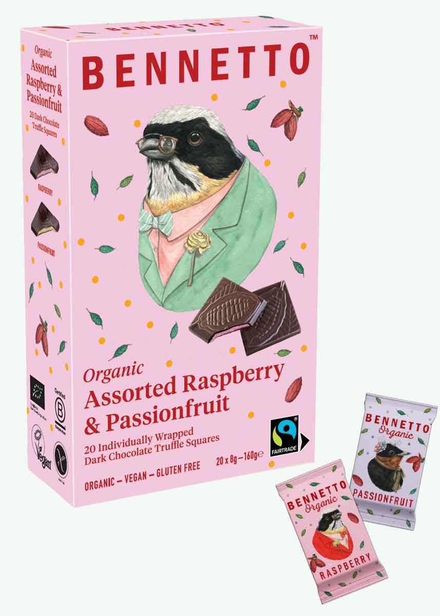 8g Assorted Raspberry & Passionfruit Truffle filled squares - (6 x 160g packs)