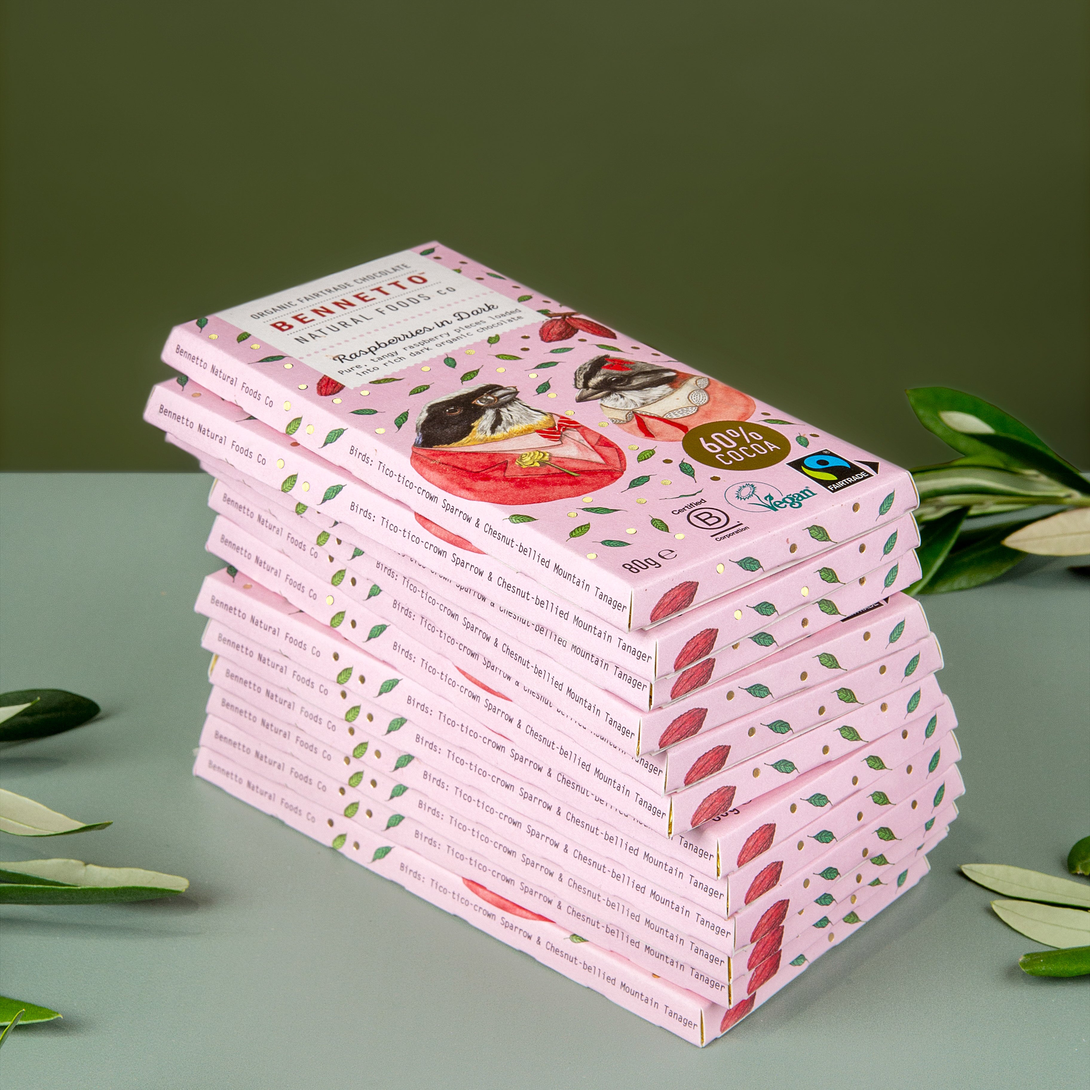Raspberries in Dark -  Carton of 12 bars