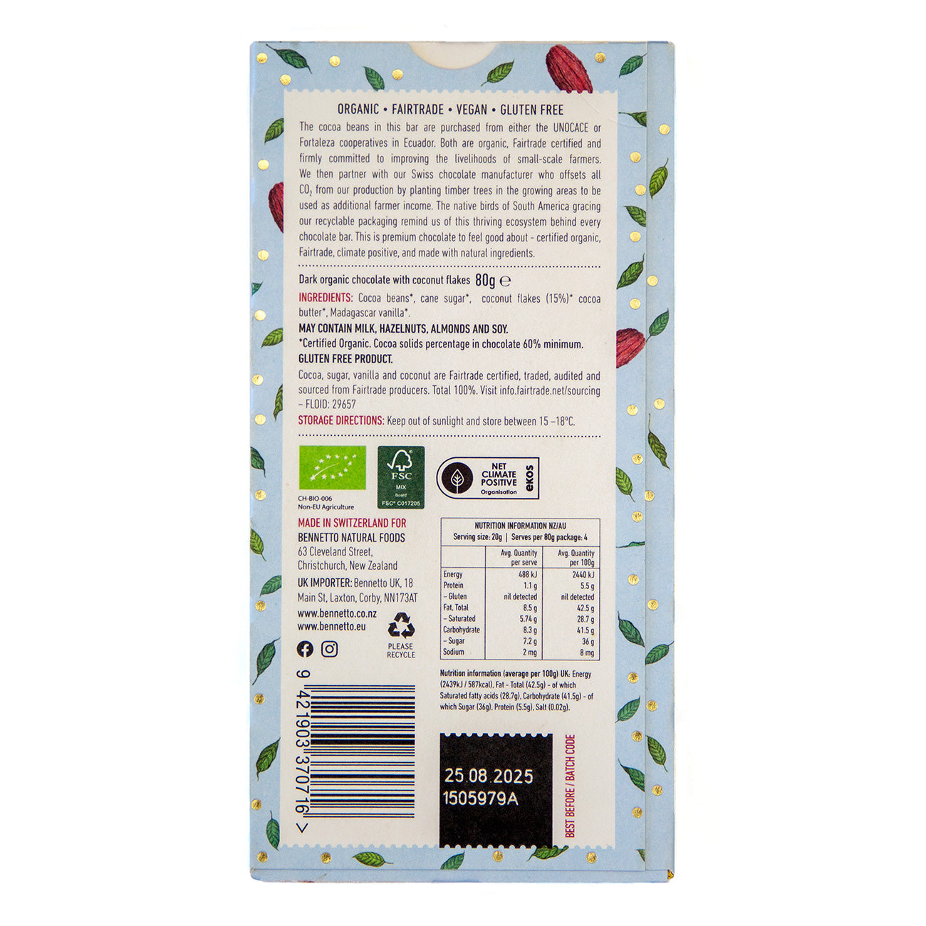 Coconut Flakes -  Pack of 12 (80g bars)