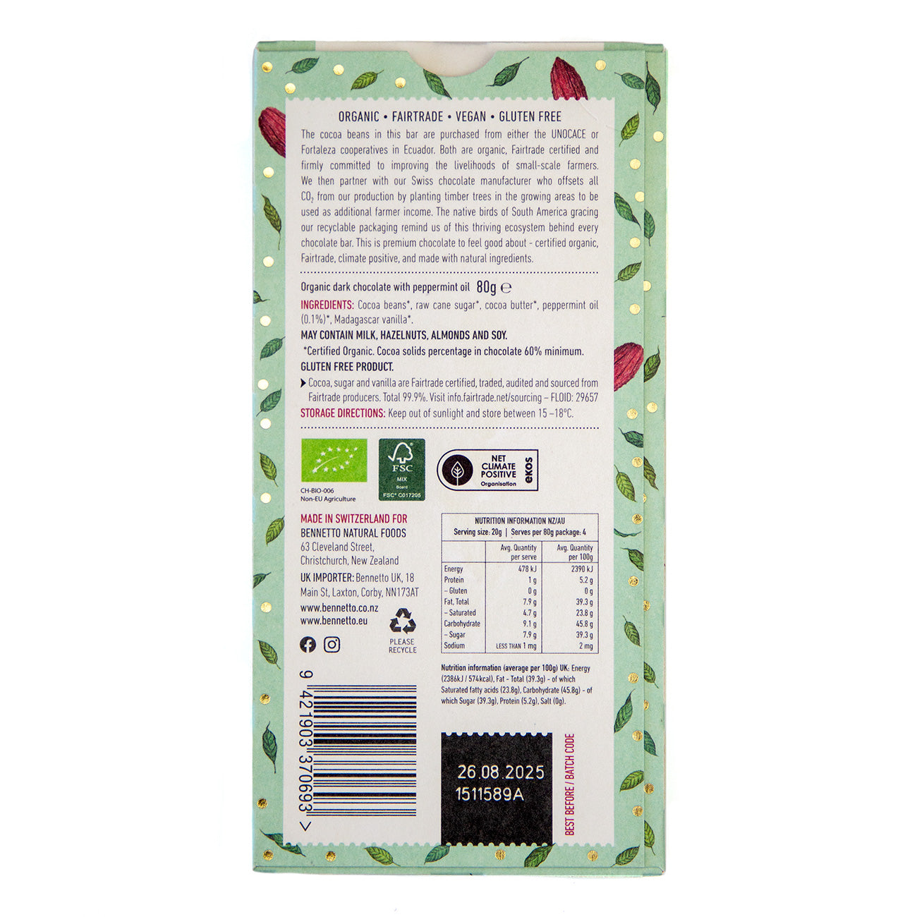 Dark Mint - pack of 12 (80g bars)